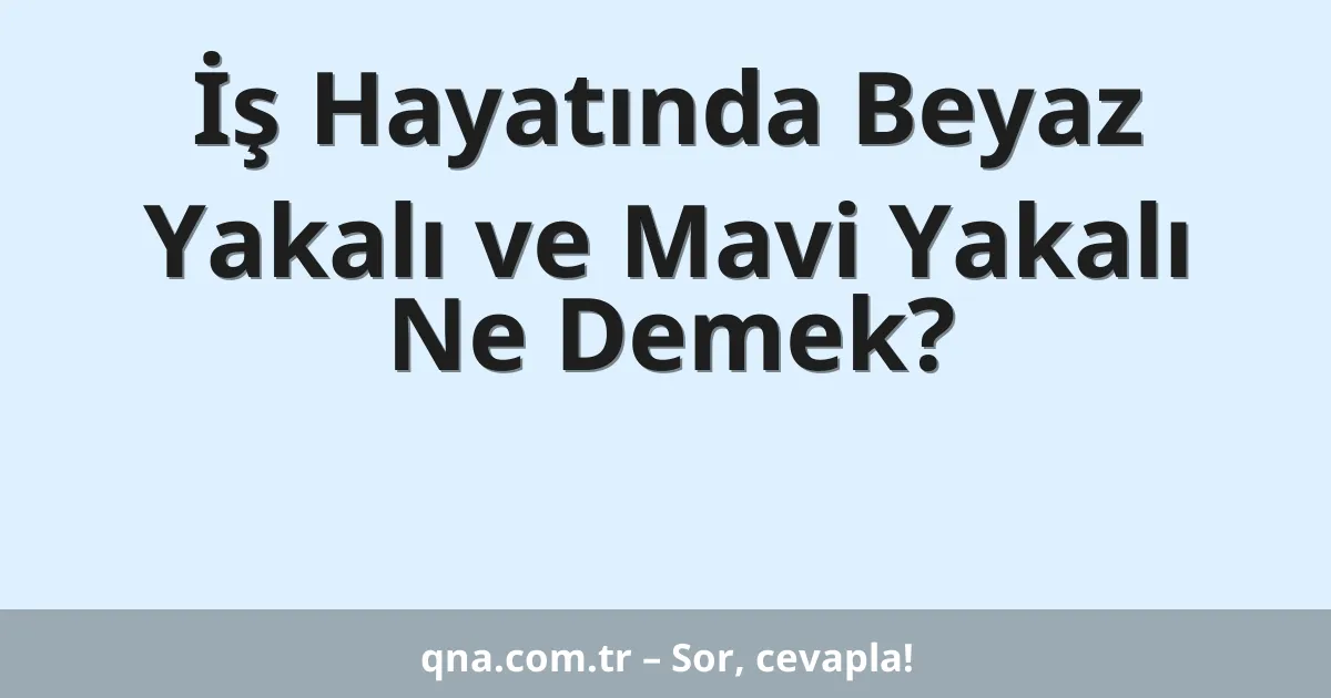 İş Hayatında Beyaz Yakalı ve Mavi Yakalı Ne Demek?