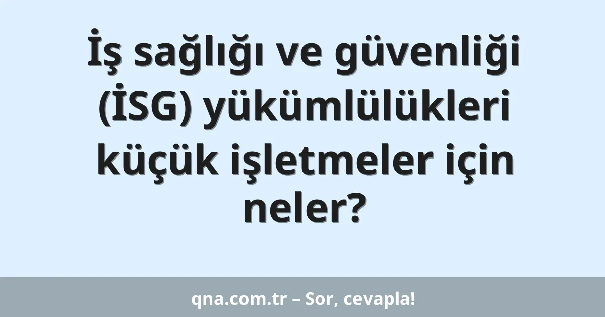 İş sağlığı ve güvenliği (İSG) yükümlülükleri küçük işletmeler için neler?