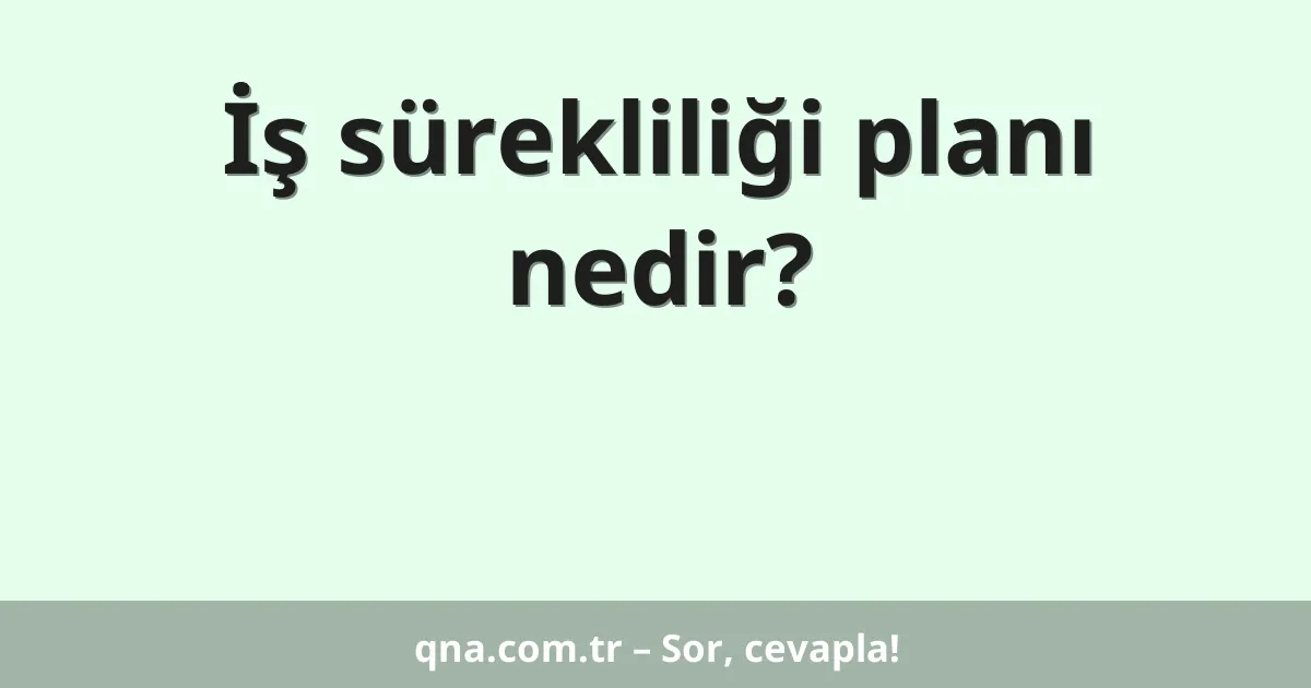 İş sürekliliği planı nedir?