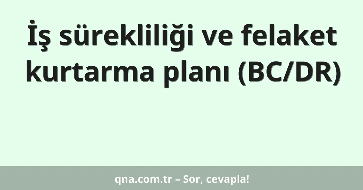 İş sürekliliği ve felaket kurtarma planı (BC/DR)