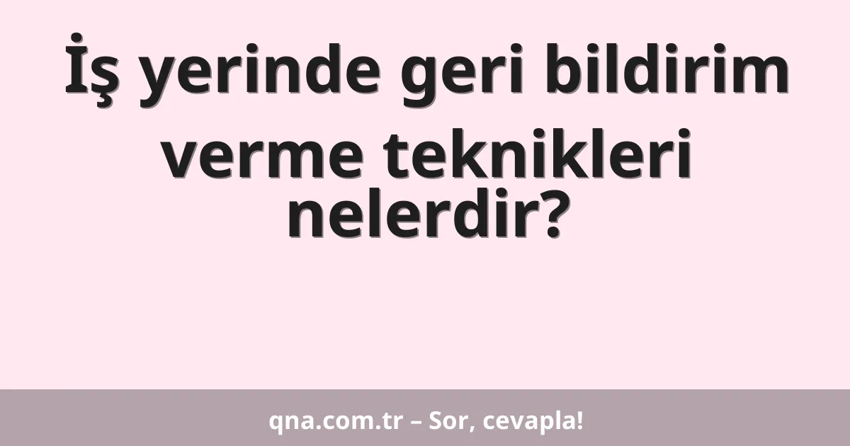 İş yerinde geri bildirim verme teknikleri nelerdir?