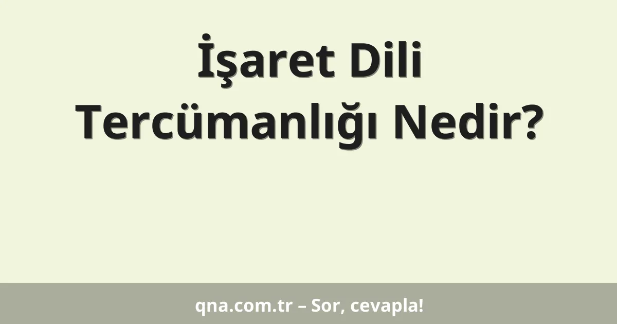 İşaret Dili Tercümanlığı Nedir?