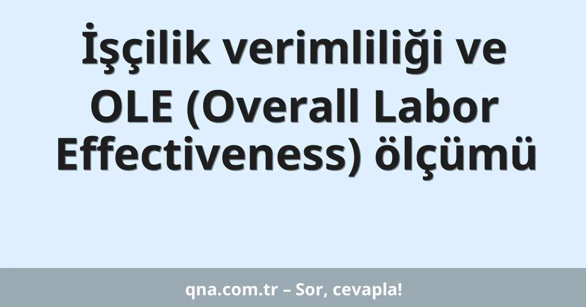 İşçilik verimliliği ve OLE (Overall Labor Effectiveness) ölçümü