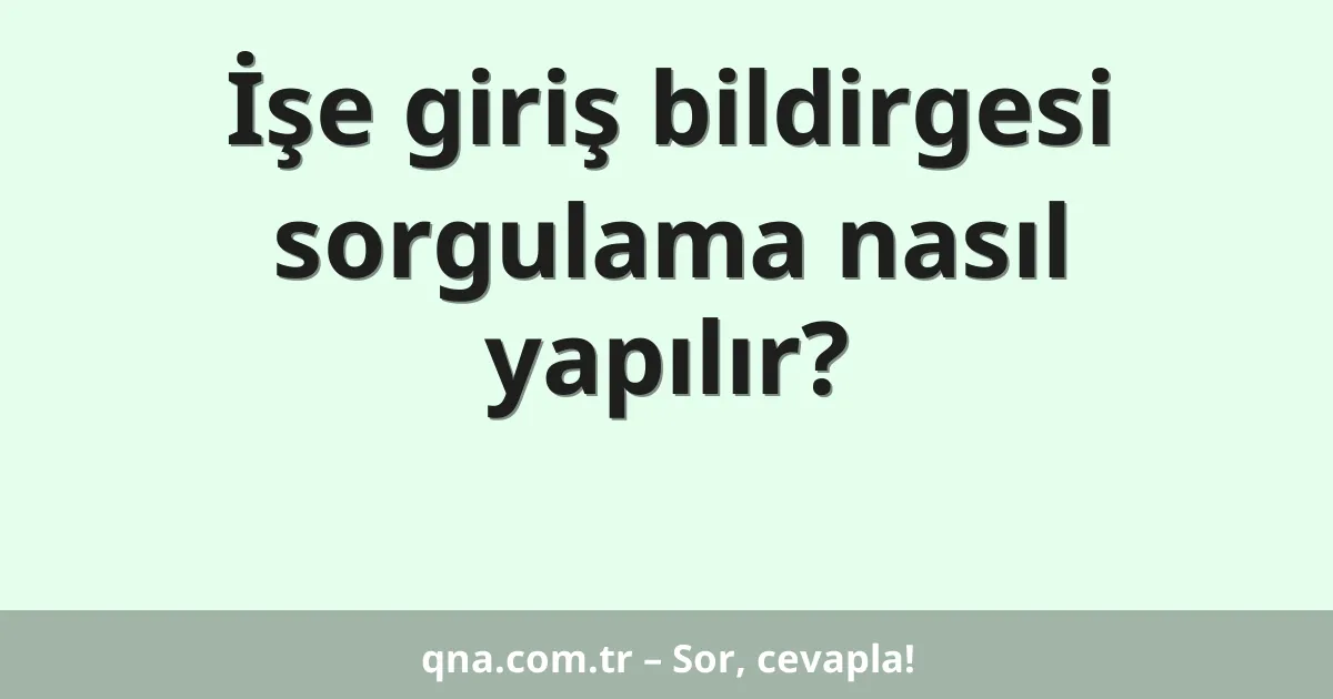 İşe giriş bildirgesi sorgulama nasıl yapılır?