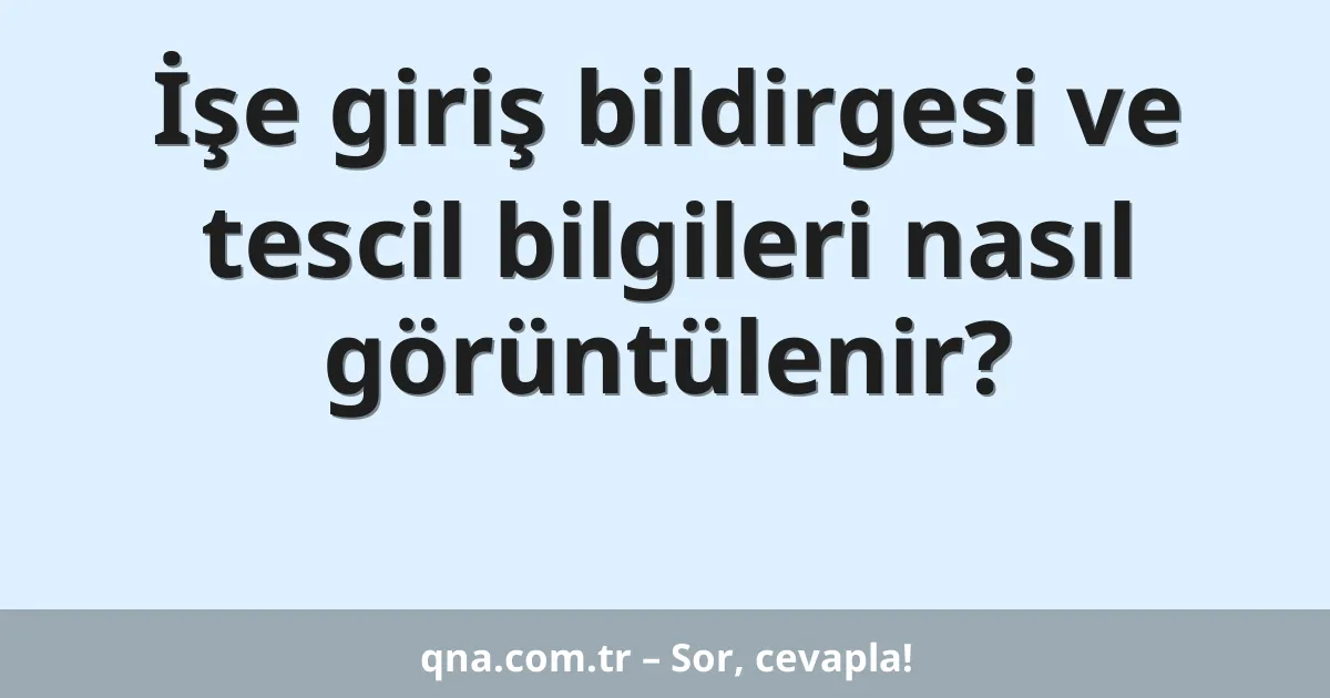İşe giriş bildirgesi ve tescil bilgileri nasıl görüntülenir?