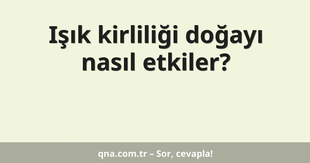 Işık kirliliği doğayı nasıl etkiler?