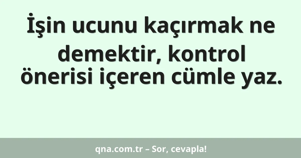 İşin ucunu kaçırmak ne demektir, kontrol önerisi içeren cümle yaz.
