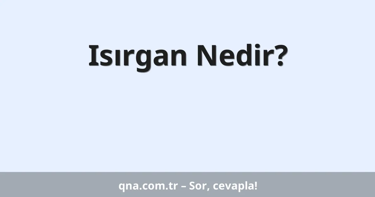 Isırgan Nedir?