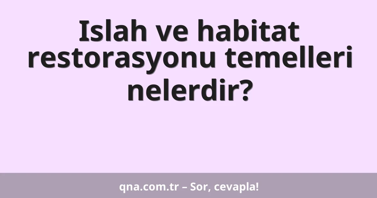 Islah ve habitat restorasyonu temelleri nelerdir?