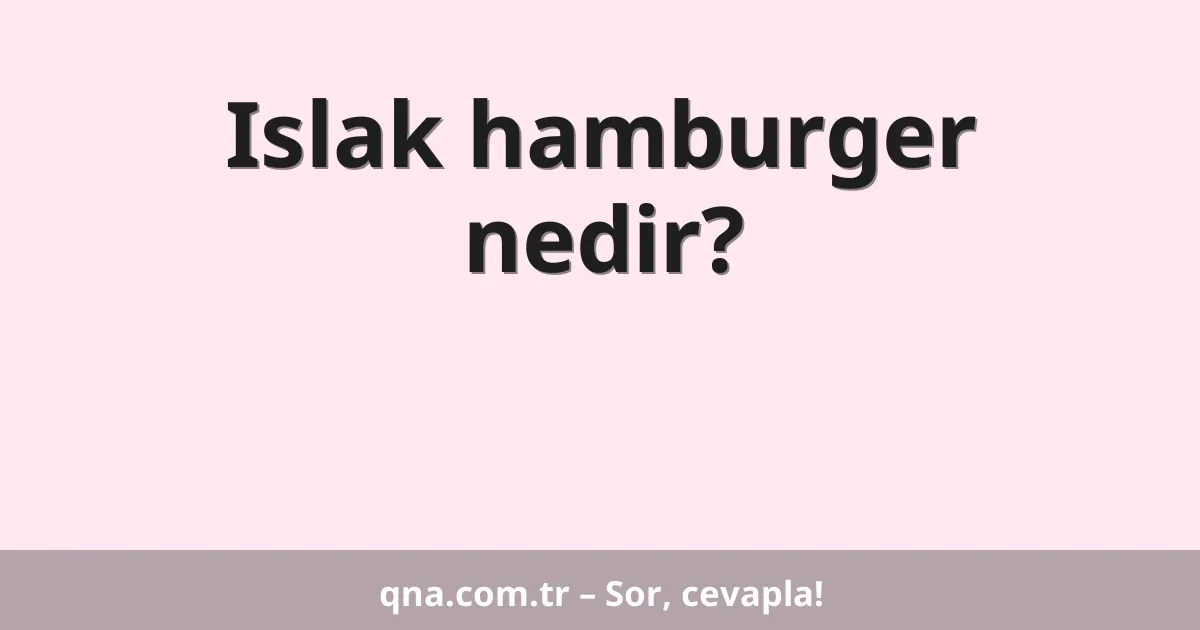 Islak hamburger nedir?