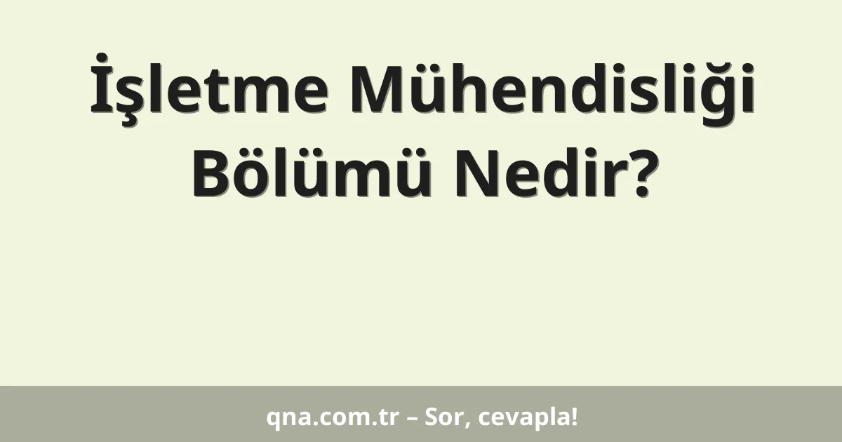 İşletme Mühendisliği Bölümü Nedir?