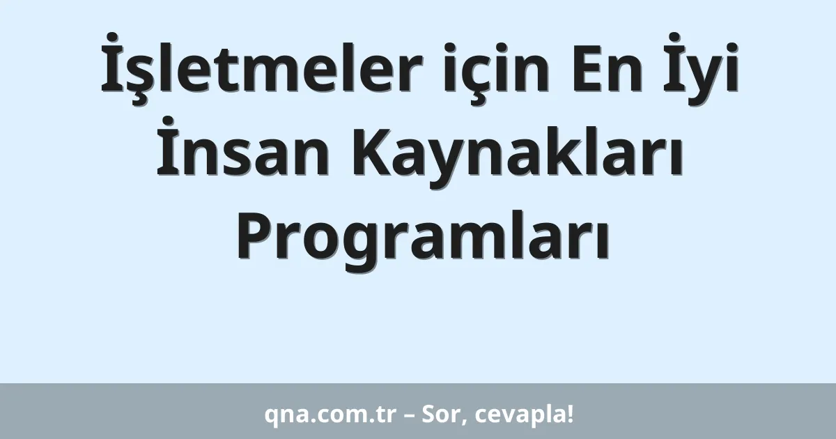 İşletmeler için En İyi İnsan Kaynakları Programları