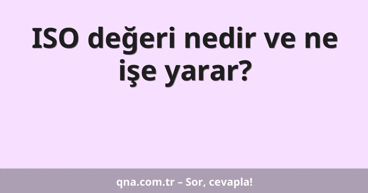 ISO değeri nedir ve ne işe yarar?