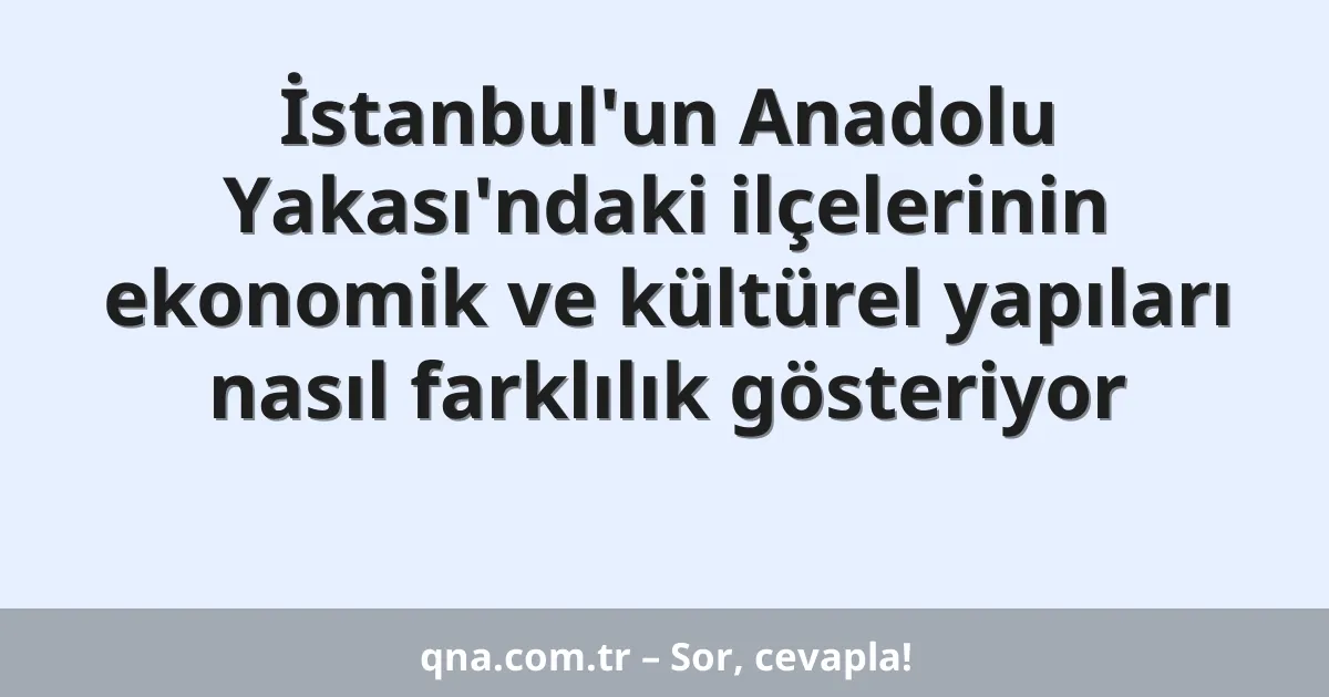 İstanbul'un Anadolu Yakası'ndaki ilçelerinin ekonomik ve kültürel yapıları nasıl farklılık gösteriyor