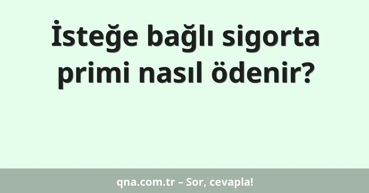 İsteğe bağlı sigorta primi nasıl ödenir?