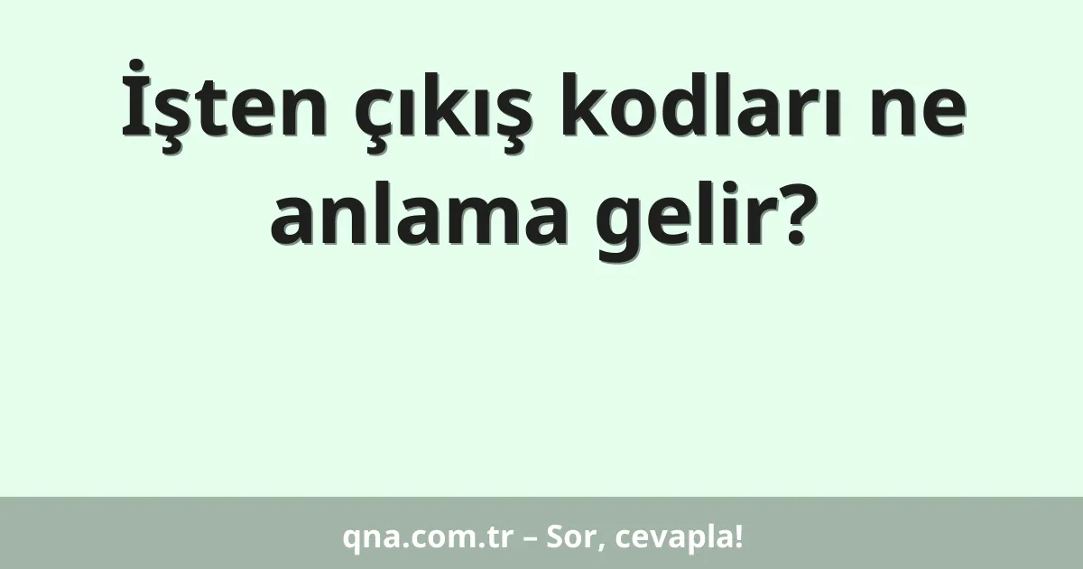 İşten çıkış kodları ne anlama gelir?
