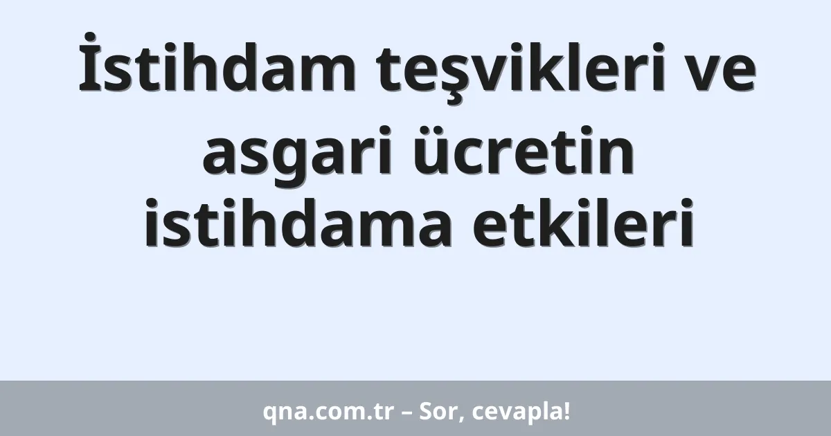 İstihdam teşvikleri ve asgari ücretin istihdama etkileri