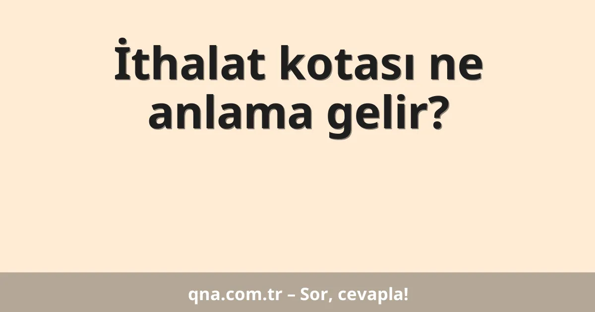 İthalat kotası ne anlama gelir?