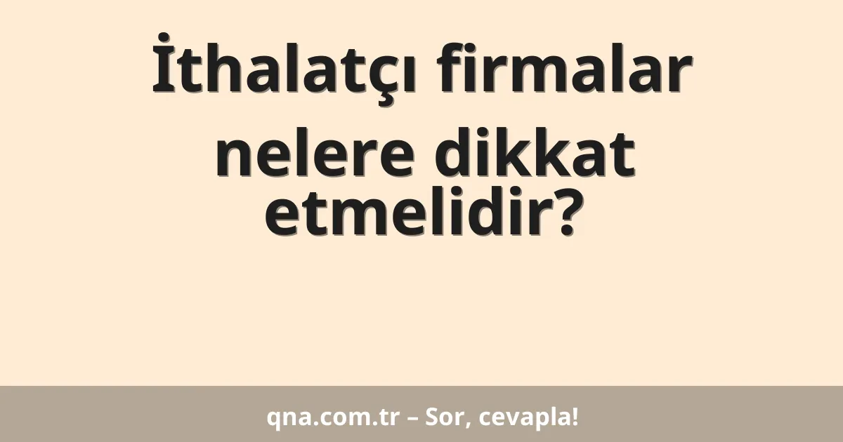 İthalatçı firmalar nelere dikkat etmelidir?