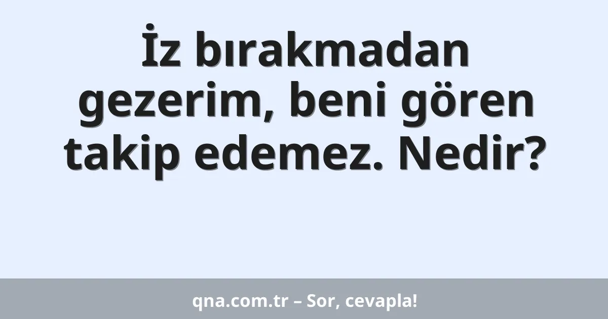 İz bırakmadan gezerim, beni gören takip edemez. Nedir?