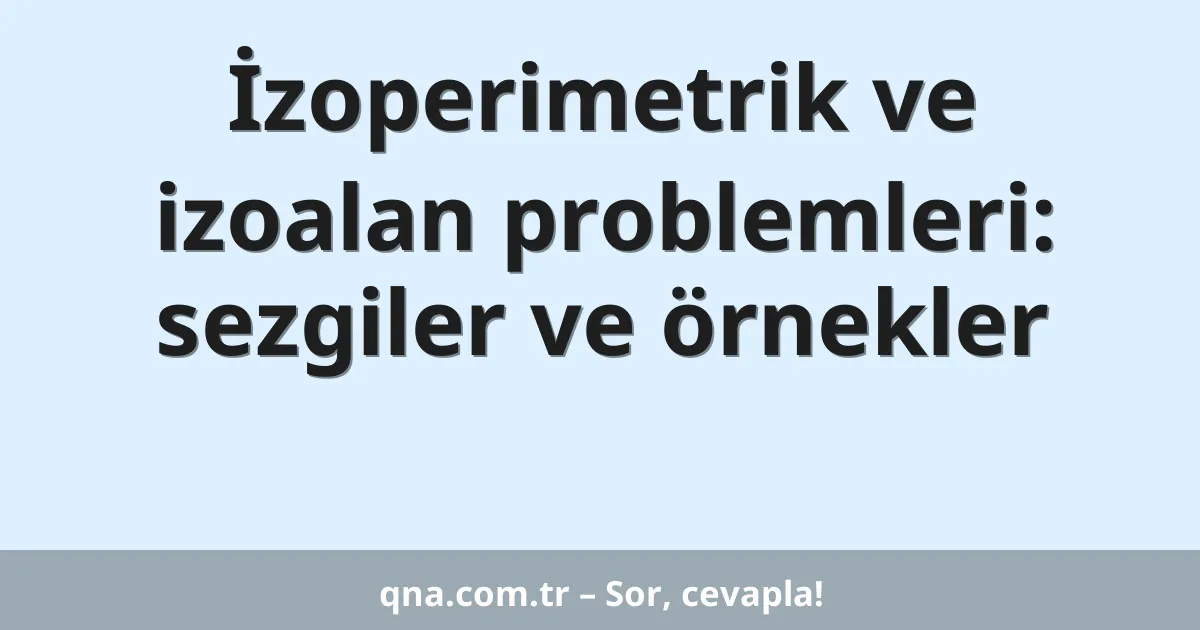 İzoperimetrik ve izoalan problemleri: sezgiler ve örnekler