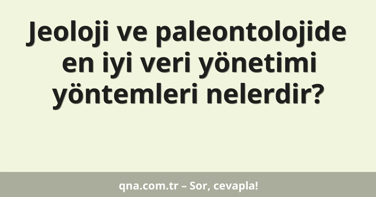 Jeoloji ve paleontolojide en iyi veri yönetimi yöntemleri nelerdir?