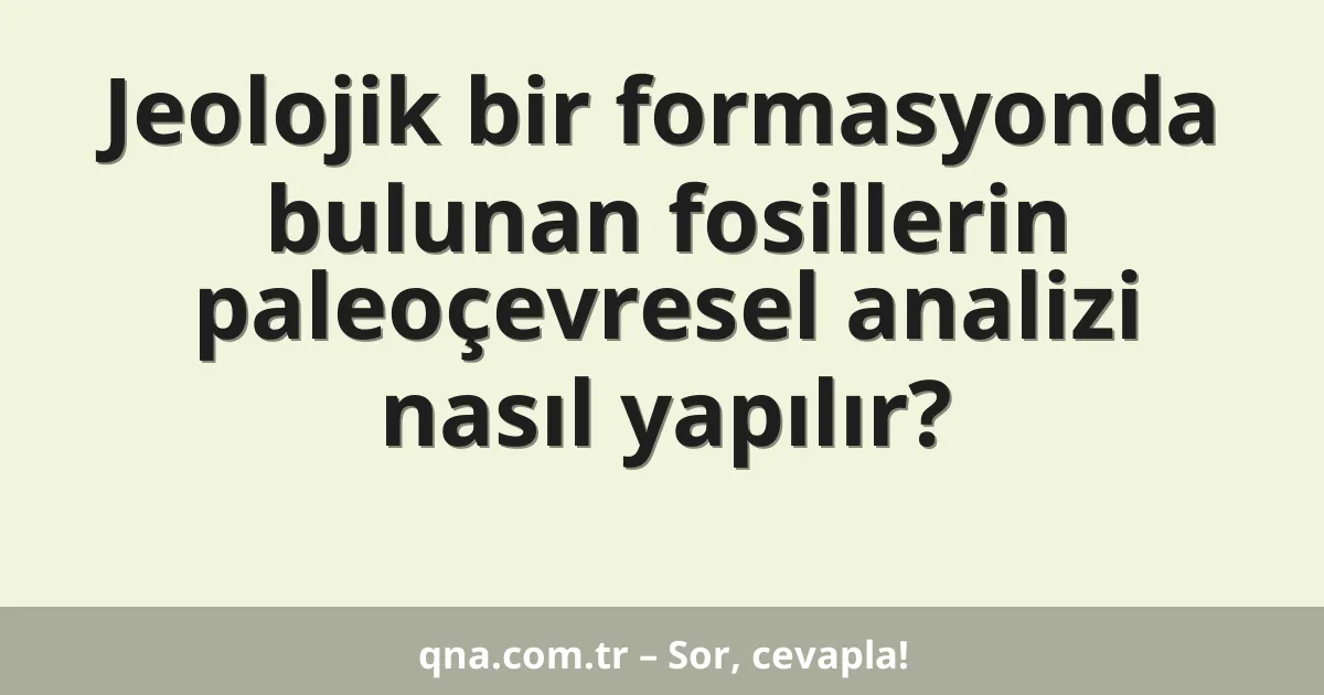 Jeolojik bir formasyonda bulunan fosillerin paleoçevresel analizi nasıl yapılır?