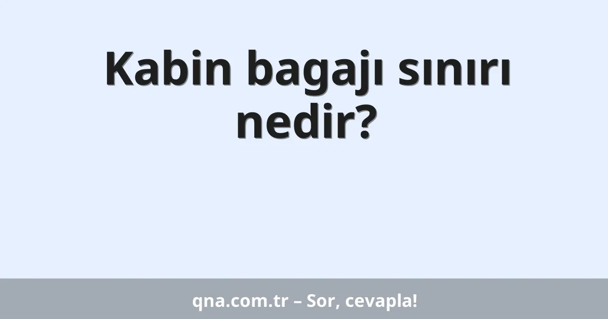 Kabin bagajı sınırı nedir?