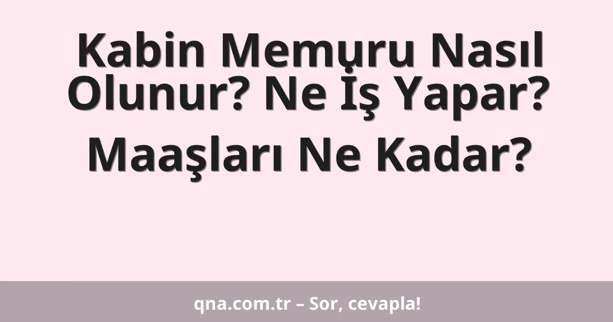 Kabin Memuru Nasıl Olunur? Ne İş Yapar? Maaşları Ne Kadar?