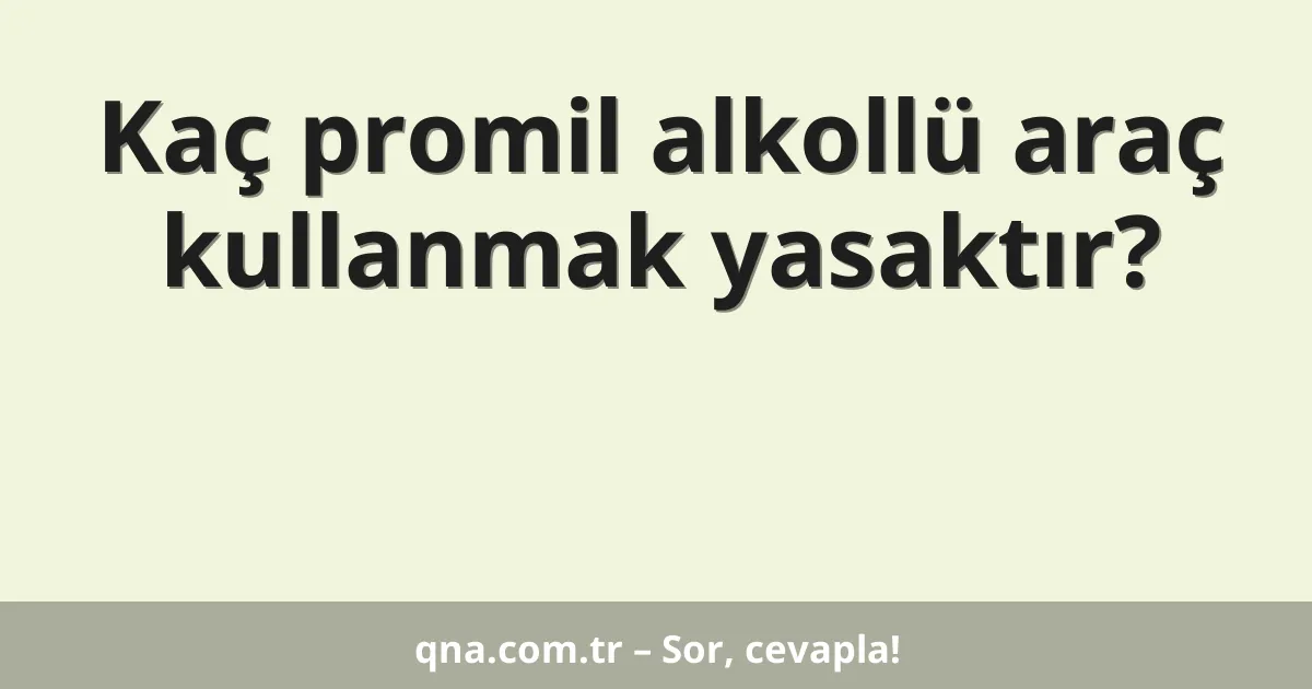 Kaç promil alkollü araç kullanmak yasaktır?