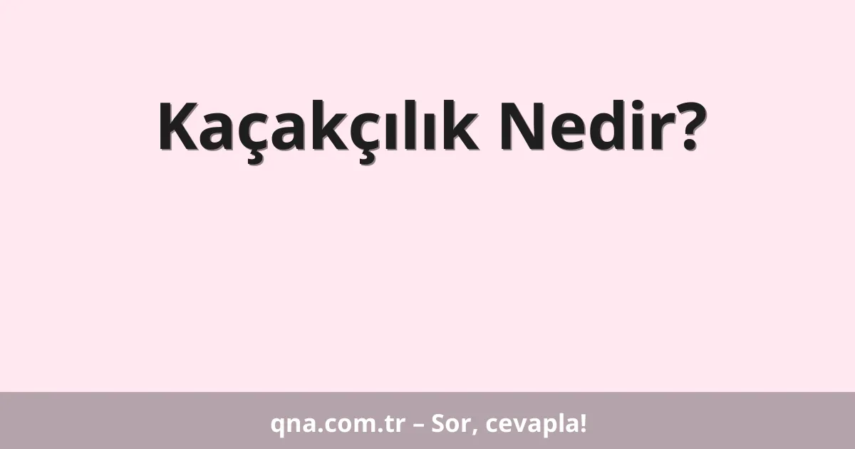 Kaçakçılık Nedir?