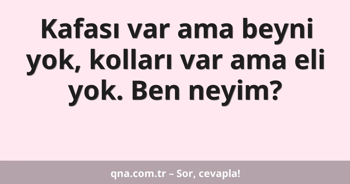 Kafası var ama beyni yok, kolları var ama eli yok. Ben neyim?