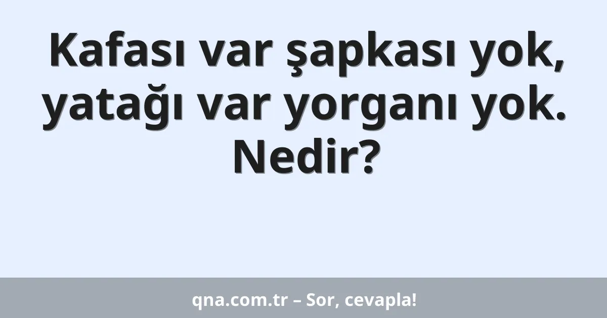 Kafası var şapkası yok, yatağı var yorganı yok. Nedir?
