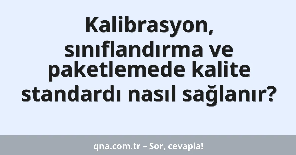 Kalibrasyon, sınıflandırma ve paketlemede kalite standardı nasıl sağlanır?
