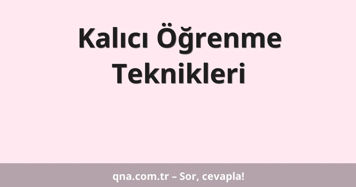 Kalıcı Öğrenme Teknikleri