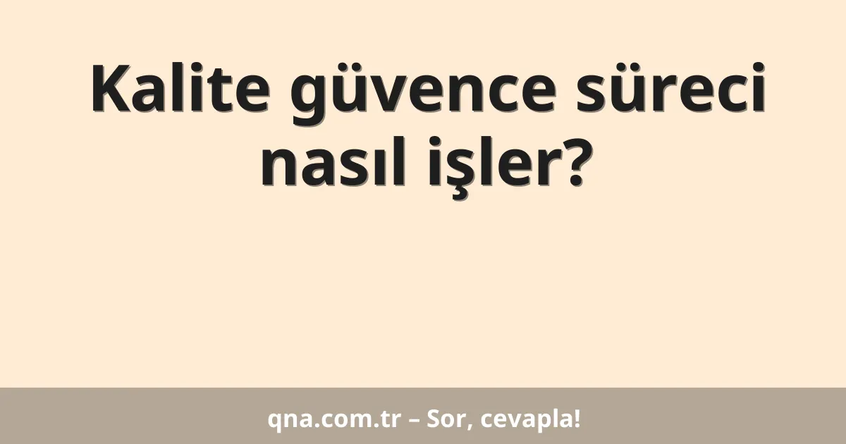 Kalite güvence süreci nasıl işler?