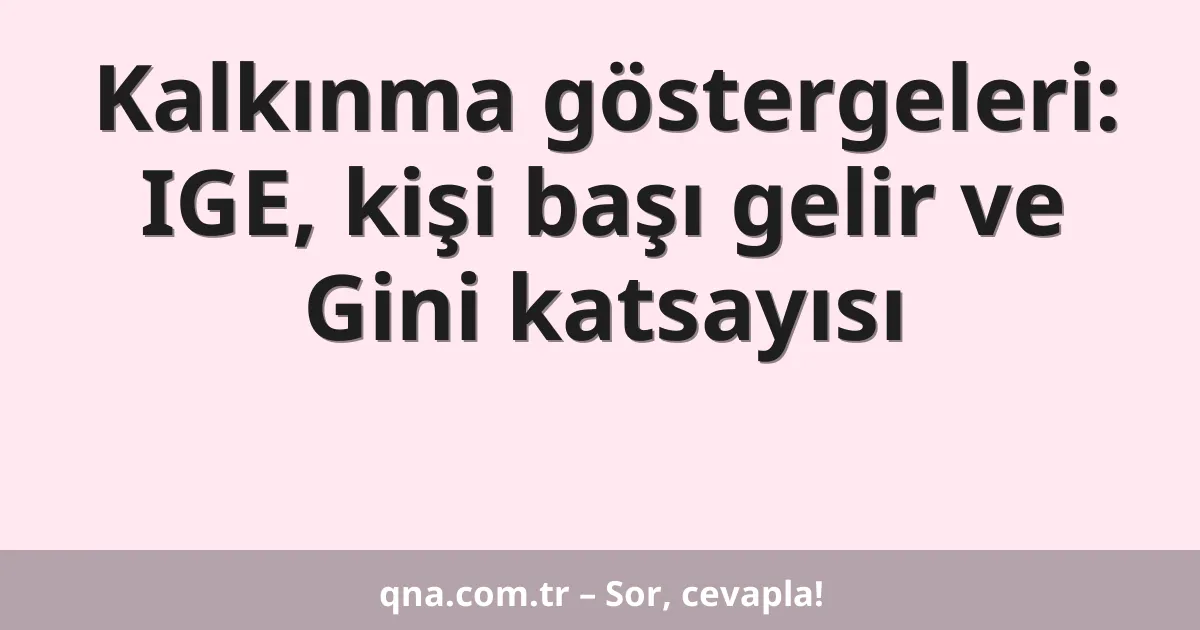 Kalkınma göstergeleri: IGE, kişi başı gelir ve Gini katsayısı