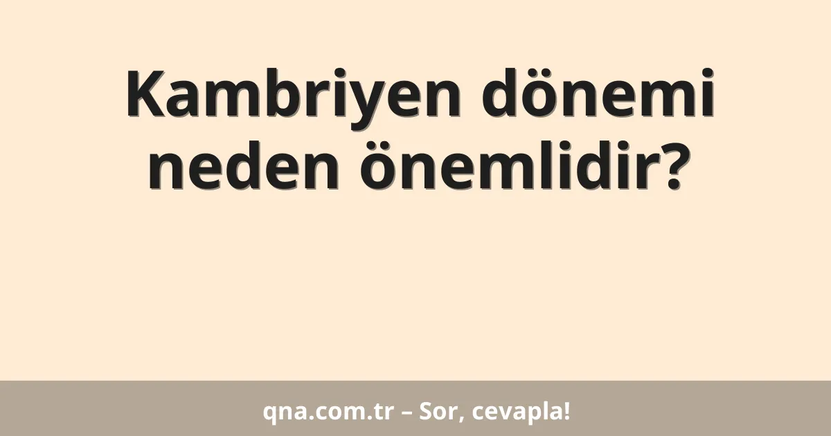 Kambriyen dönemi neden önemlidir?