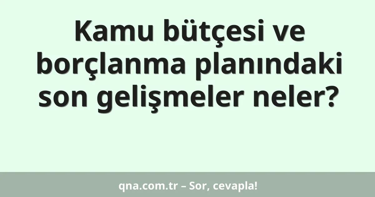 Kamu bütçesi ve borçlanma planındaki son gelişmeler neler?