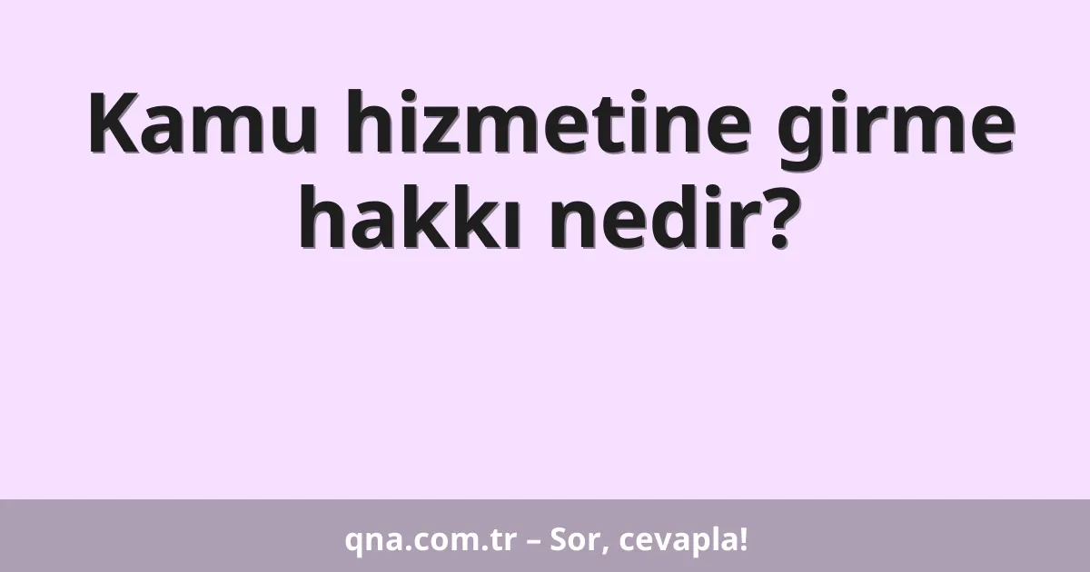 Kamu hizmetine girme hakkı nedir?