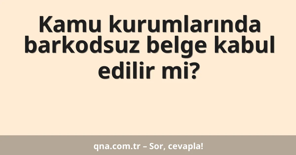 Kamu kurumlarında barkodsuz belge kabul edilir mi?