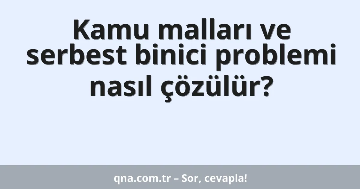 Kamu malları ve serbest binici problemi nasıl çözülür?