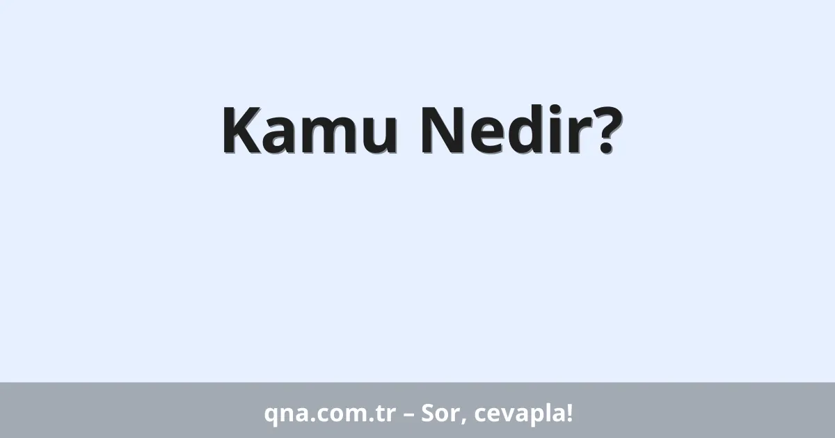 Kamu Nedir?