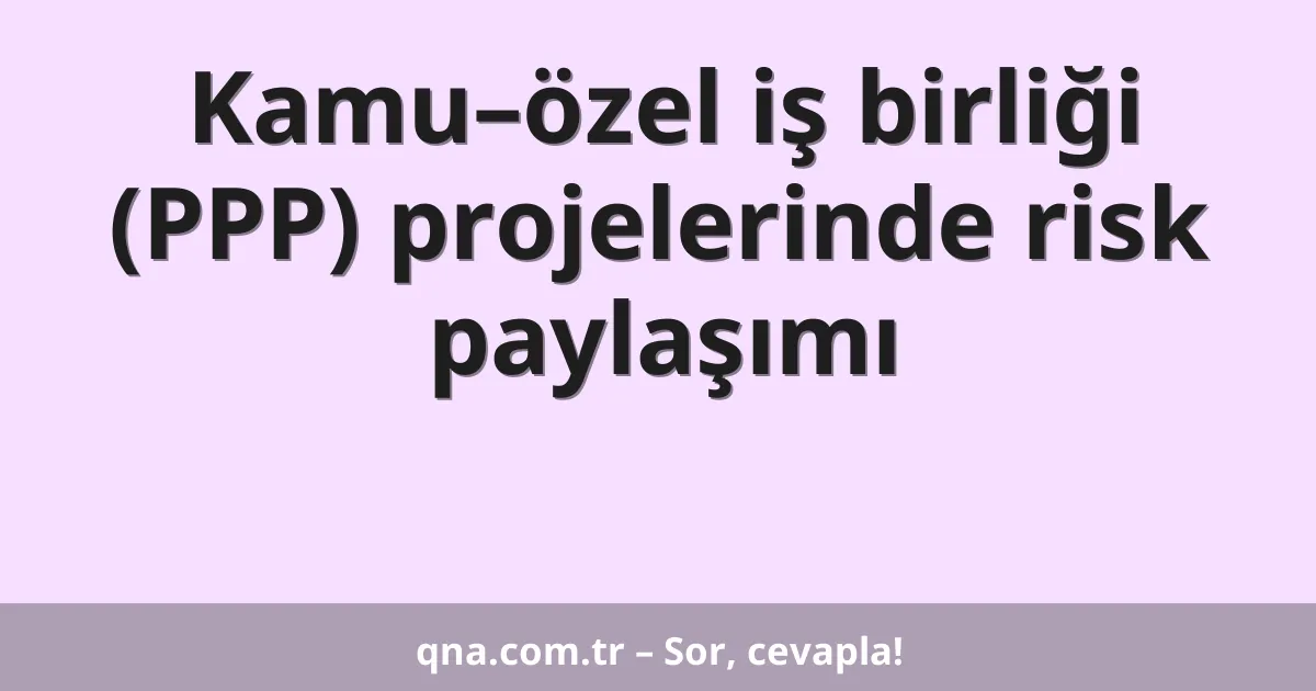 Kamu–özel iş birliği (PPP) projelerinde risk paylaşımı