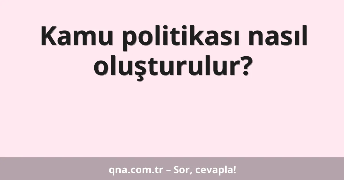 Kamu politikası nasıl oluşturulur?