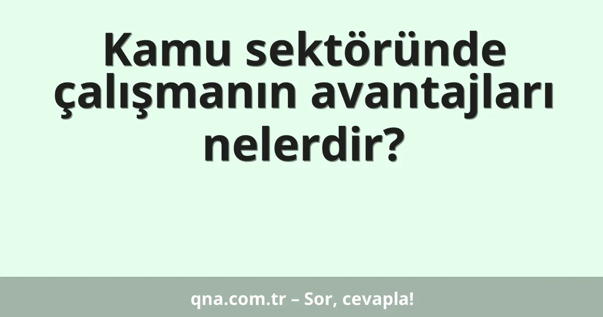 Kamu sektöründe çalışmanın avantajları nelerdir?