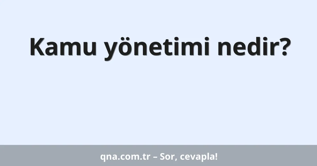 Kamu yönetimi nedir?