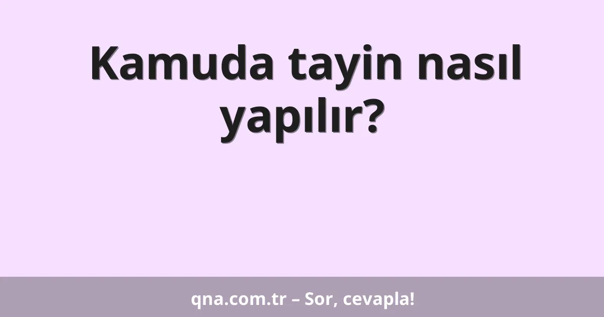 Kamuda tayin nasıl yapılır?