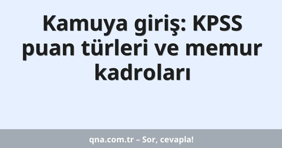Kamuya giriş: KPSS puan türleri ve memur kadroları
