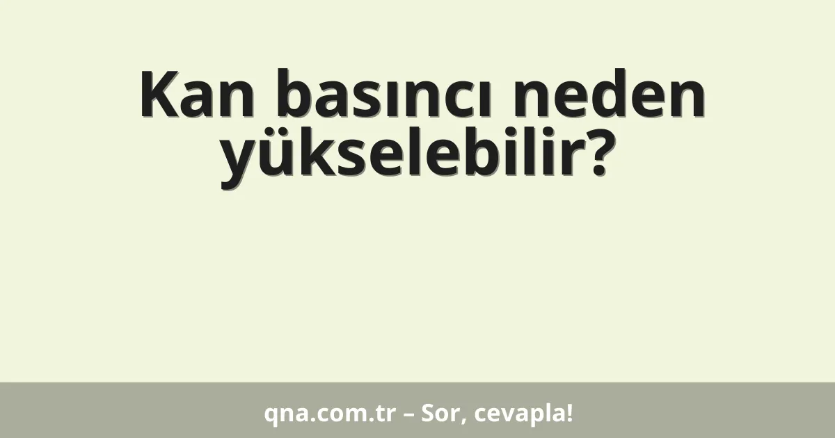 Kan basıncı neden yükselebilir?